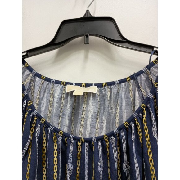 Michael Michael Kors Womens Top XL Navy Chain print 3/4 Sleeve Pullover Casual - Picture 5 of 9